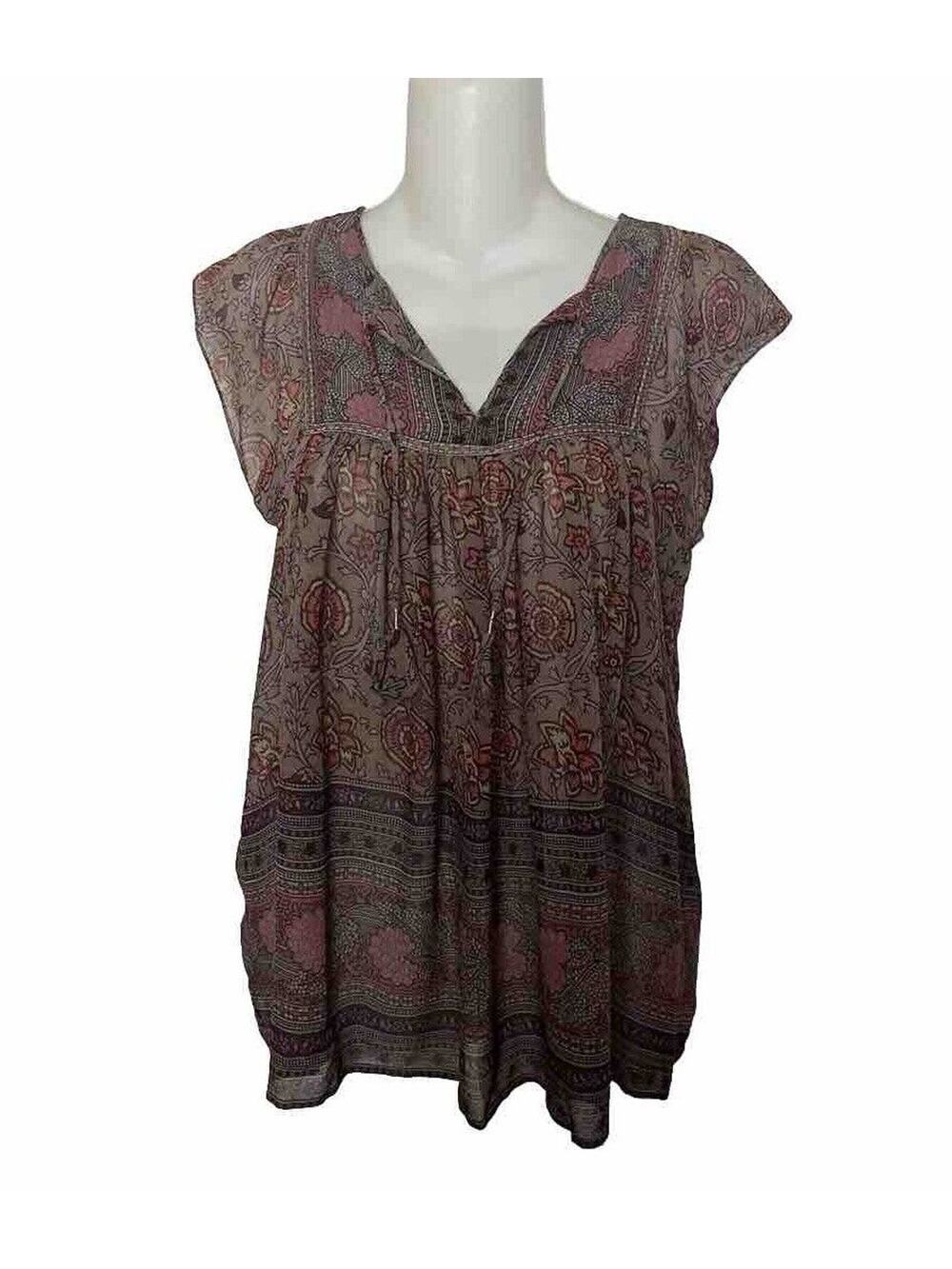 Ulla Johnson Women’s Sz 0 Multicolor Flutter Sleeve Floral Silk Top
